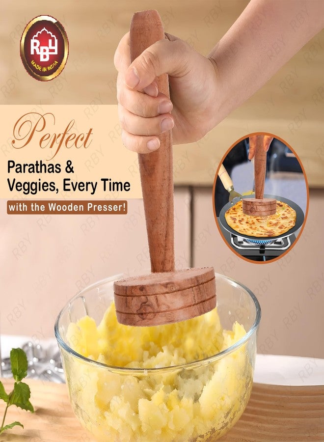 RBY Wooden Handmade Kitchen Tool/Masher/Presser/Paratha Sekhni (Pack of 1) - Image 2